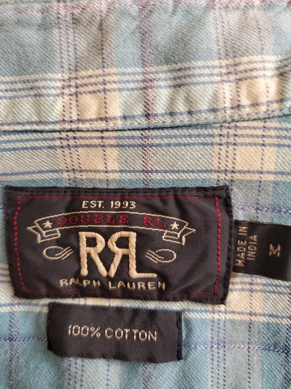 RRL Double RL Ralph Lauren Plaid Button-Down Shirt Men's 100% Cotton Vintage